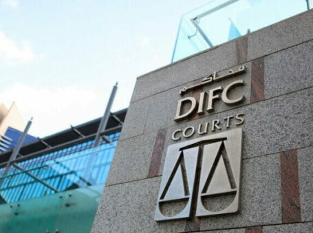image of the outside of a court, sign reading DIFC courts